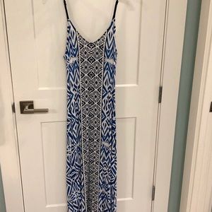 Blue + navy tribal maxi dress